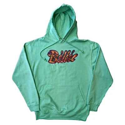 Image of Billie Eilish Hoodie Silhouettes Logo Official Unisex Green Pullover XXL