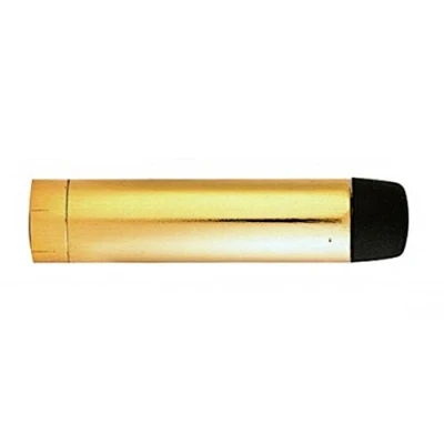 Image of Solid Concealed Fix Cylinder Pattern Wall/Skirting Mounted Door Stop without Rose 70mm Projection (Polished Brass)