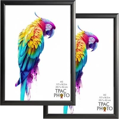 Image of The Photo Album Co SHERWOOD A3 Black Poster Frame Acrylic (Non Glass) Pack of 2