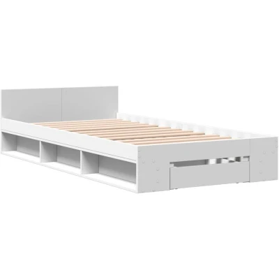 Image of vidaXL Bed Frame with Drawer without Mattress White 100x200 cm