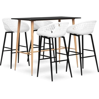Image of vidaXL 5 Piece Bar Set Black and White