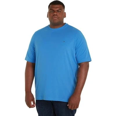 Image of Tommy Hilfiger Men&#039;s T Shirt Short Sleeve Stretch Slim Fit Crew Neck, Blue (Iconic Blue), XXL