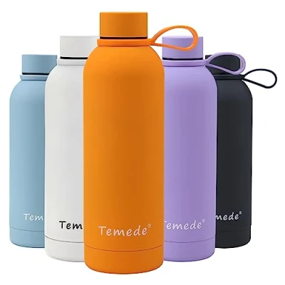 Image of Temede Insulated Water Bottle 750ml, Double Walled Vacuum Stainless Steel for 12 Hours Hot &amp; 24 Cold Drinks, BPA Free, Leakproof Metal Flask Great Men,Women Kids,Medium,Orange