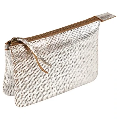 Image of Clairefontaine Ref 410047C Kleo Pathra&#039; Leather Small Flat Pocket With 2 Compartments 13 x 9cm, Made From Genuine Lambskin Leather, Metal Zip Puller Silver