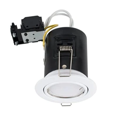 Image of MiniSun Fire Rated Gloss White Tiltable GU10 Recessed Ceiling Downlight