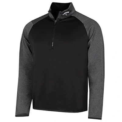 Image of Callaway Golf Mens Long Sleeve 1/4 Zip Waffle Sweater Caviar M