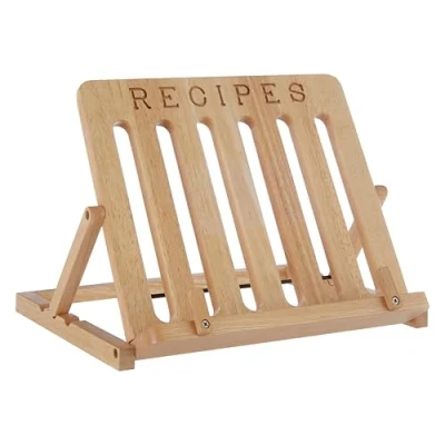 Image of Premier Housewares Rubberwood Book Stand Holder Cookbook For Kitchen Desk Recipe 7 X 33 27 Cm