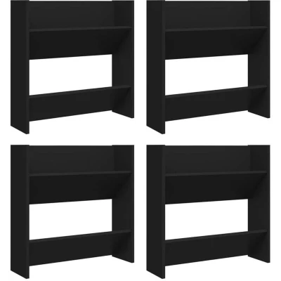Image of vidaXL Wall Shoe Cabinets 4 pcs Black 60x18x60 cm Engineered Wood