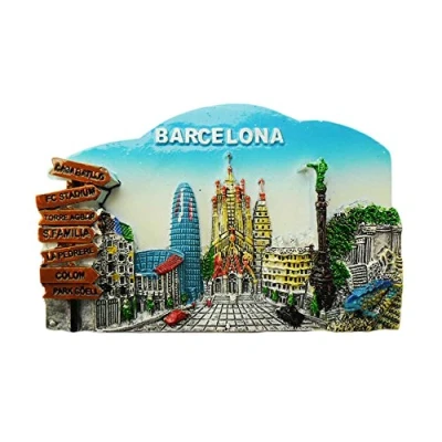 Image of 3D Barcelona Spain Fridge Magnet Travel Sticker Souvenir,Home &amp; Kitchen Decoration,Spain Refrigerator