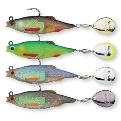 Image of Berkley Pulse Realistic Roach Flash Soft Rubber fishing Lures with spinner blade tail and razor sharp hooks. for perch, zander, pike bass. Ready to fish spinning lures, 17cm