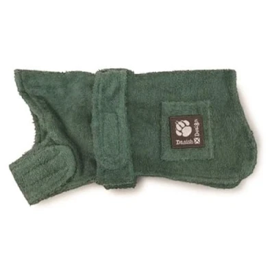 Image of Danish Design Green Cotton Adjustable Velcro Towelling Dog/Puppy Robe 28 Inch