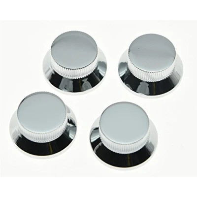 Image of KAISH 4pcs Chrome LP Metal Bell Knobs Push On Guitar Bass Top Hat Knob for 5.8mm Split Shafts