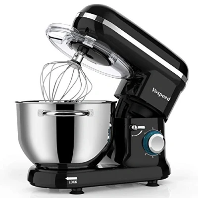 Image of Stand Mixer, Vospeed Food Mixer Dough Blender, 6.2L 1500W Electric Cake with Bowl, Beater, Hook, Whisk, Egg Separator &amp; Silicone Spatula, Dishwasher Safe (Black)