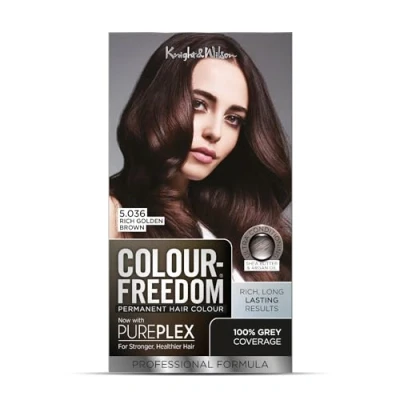 Image of Colour Freedom Rich Golden Brown Permanent Hair Colour. Formulated with PurePlex to Protect, Restore and Nourish. 100% Grey Coverage. 5.036 by Knight &amp; Wilson