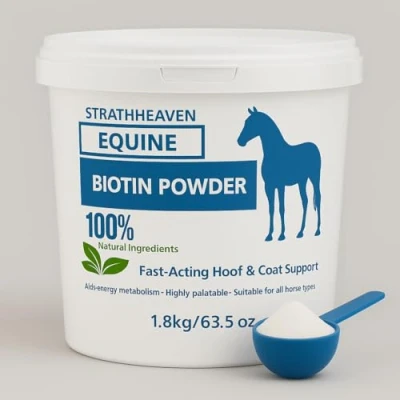 Image of Strathheaven Equine Products Biotin powder horse supplement (1.8kg), White