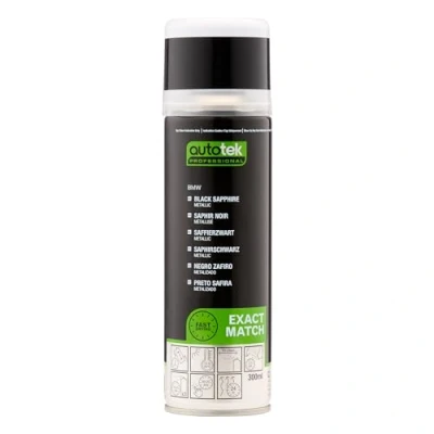 Image of Autotek Professional Exact Match Car Spray Paint, BMW Black Sapphire Metallic Aerosol Spray, 300 ml