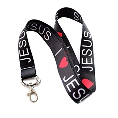 Image of bubbacare I Love Jesus Black Keychain Holder Lanyard