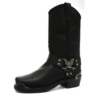 Image of Grinders 2014 Eagle Hi Black Mens Cowboy Biker Boots, Size 7