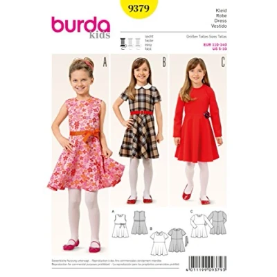 Image of Burda B9379 dress sewing pattern on white paper 19 x 13 1 cm