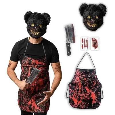Image of 5 pcs Horror Bear Costume Halloween Costumes For Men Adult &amp; Teen One Size Fits All 2024 Trending Fancy Dress UK Based Brand