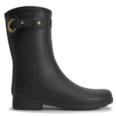 Image of Refined Short Eyelet Rubber Textile Women&#039;s Mid Calf Wellington Boots