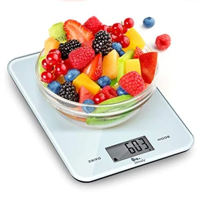 Image of Himaly Digital Kitchen Scale,Ultra Slim Multifunctionl Food Weighing Scale with Tempered Glass Platform,Electronic Cooking LCD Display for Home Baking,10kg/22lb