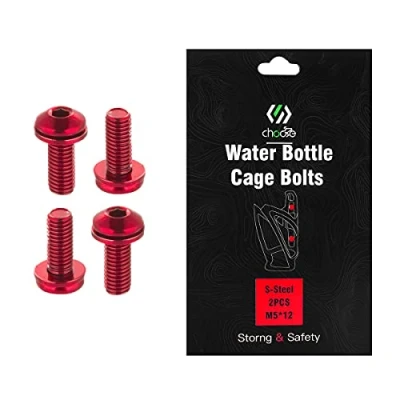 Image of Chooee Water Bottle Cage Bolts M5 x 12mm,4pcs Holder Screws for MTB,Mountain Bike,Road Bicycle Black Red