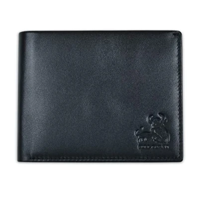 Image of BULL GUARD RFID Blocking Bifold Wallet for Men with Coin Pocket in Genuine Nappa Black Leather