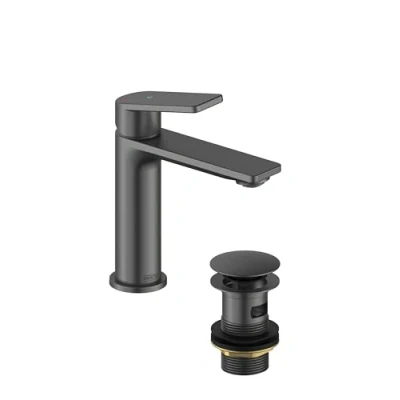 Image of Bristan FRM ES BAS GM Frammento Eco Start Basin Mixer with Clicker Waste, Gun Metal Grey