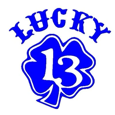 Image of PJ4U 13.5 x 9.5 CM Approx Lucky 13 Clover Bumper Sticker Vinyl Car Decal Blue
