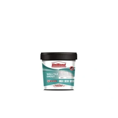 Image of UniBond 2643632 Ultra Force Wall Tile Grout,Mould Resistant Grout for All Rooms, Porcelain, Mosaic and Ceramic Tiles, White Ready Mixed 1.38kg