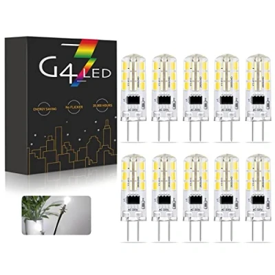 Image of G4 LED Light Bulbs, 220V 2W Lamp Cold White 6000K 200LM, Replacement for 20W Halogen Non dimmable No Flickering, 10pcs