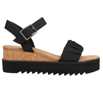 Image of TOMS Women&#039;s Diana Wedge Sandal, Black Heavy Canvas, 3 UK