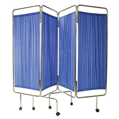 Image of RELIANCE Medical 7552 Code Red Blue Screen for Patient Privacy, Stainless Steel Frame, Four Fold Curtained Design with Plastic Wheels, Flame Retardant Panels. Easy to Move Anywhere