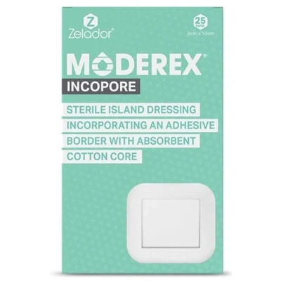 Image of Moderex Sterile Adhesive Island Dressing with Absorbent Cotton Pad (9x10cm x 25)