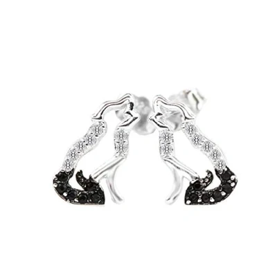 Image of MixiuEuro Women Girls Wolf Way Stud Earrings 925 Sterling Silver Cubic Zirconia Open Jewellery Gift For Child
