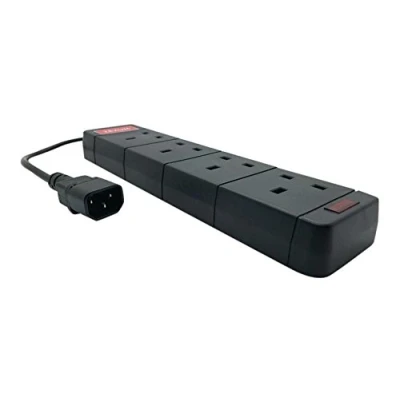 Image of Zexum Deluxe IEC C14 Male to 13A 4 Gang UK Mains Adapter Trailing Socket Lead with Neon 0.25 Meter