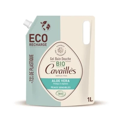 Image of Rogé Cavaillès Shower Bath Gel Sensitive Skins Aloe Vera Organic Eco Refill 1L