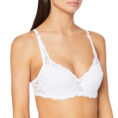 Image of FM London Women&#039;s Padded Lace Push up Bra, White, 40E