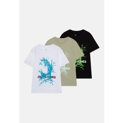 Image of Jack &amp; Jones Junior Jcosplash Ocean TEE CREW 3 PACK Print Tshirt for kids, Size: 10y, Desert sage/black/white
