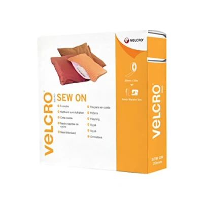Image of VELCRO Brand Sew on Fabric Tape Cut to Length Strong Hook &amp; Loop Self Adhesive Perfect for Crafting, Clothing Repairs Hemming Black 20mm x 10m