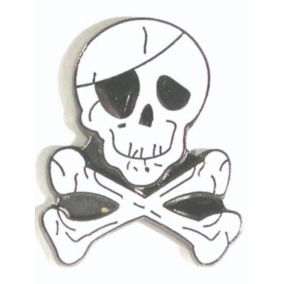 Image of Metal Enamel Pin Badge Brooch White Skull and Cross Bones (Skull &amp; Crossbones)