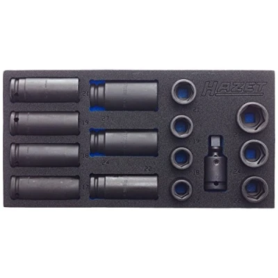 Image of Hazet Socket Spanner Set 163 463/15, Square Hollow 12.5 mm (1/2 inch), Outer Hexagonal Traction Profile, Number of Tools: 15