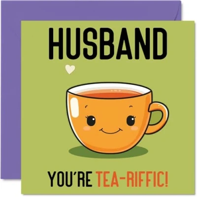 Image of Birthday Cards for Husband Tea riffic Funny Happy Card from Wife, Hubby Gifts, 145mm x Joke Greeting Men Him