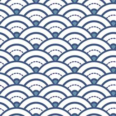 Image of DRAEGER Adhesive Wall Tile Stickers to easily redecorate your interior Set of 6 Squares Tiles Blue Japanese Rye Wave 15 x cm