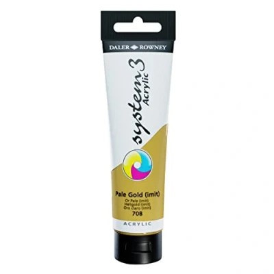 Image of Daler Rowney System3 Acrylic Paint, Plastic Tube, 5.07oz 150 ml, Pale Gold Imitation