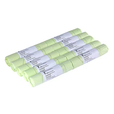 Image of 7L x 500 Tie Handle Compostable Kitchen Caddy Liners Food Waste Bin EN 13432 7 litre Bags
