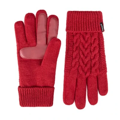 Image of isotoner Women&#039;s Smartouch Solid Triple Cable Knit Glove with Palm Patches, Chili, One Size