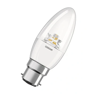Image of Osram LED Superstar Classic B40 DIMMABLE Clear Candle 5.7W = 40W B22d Bayonet Cap 827 Warm White 220 240 V 50/60Hz Pack of 6