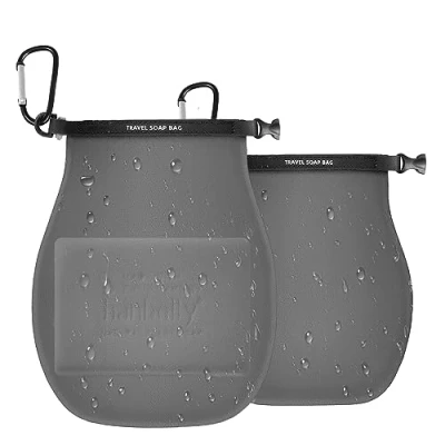 Image of 2 Pack Soap Travel Case Container,Portable Bag Soap,Solutions for Travelling Bathroom Shower Gym with Bar (Grey)